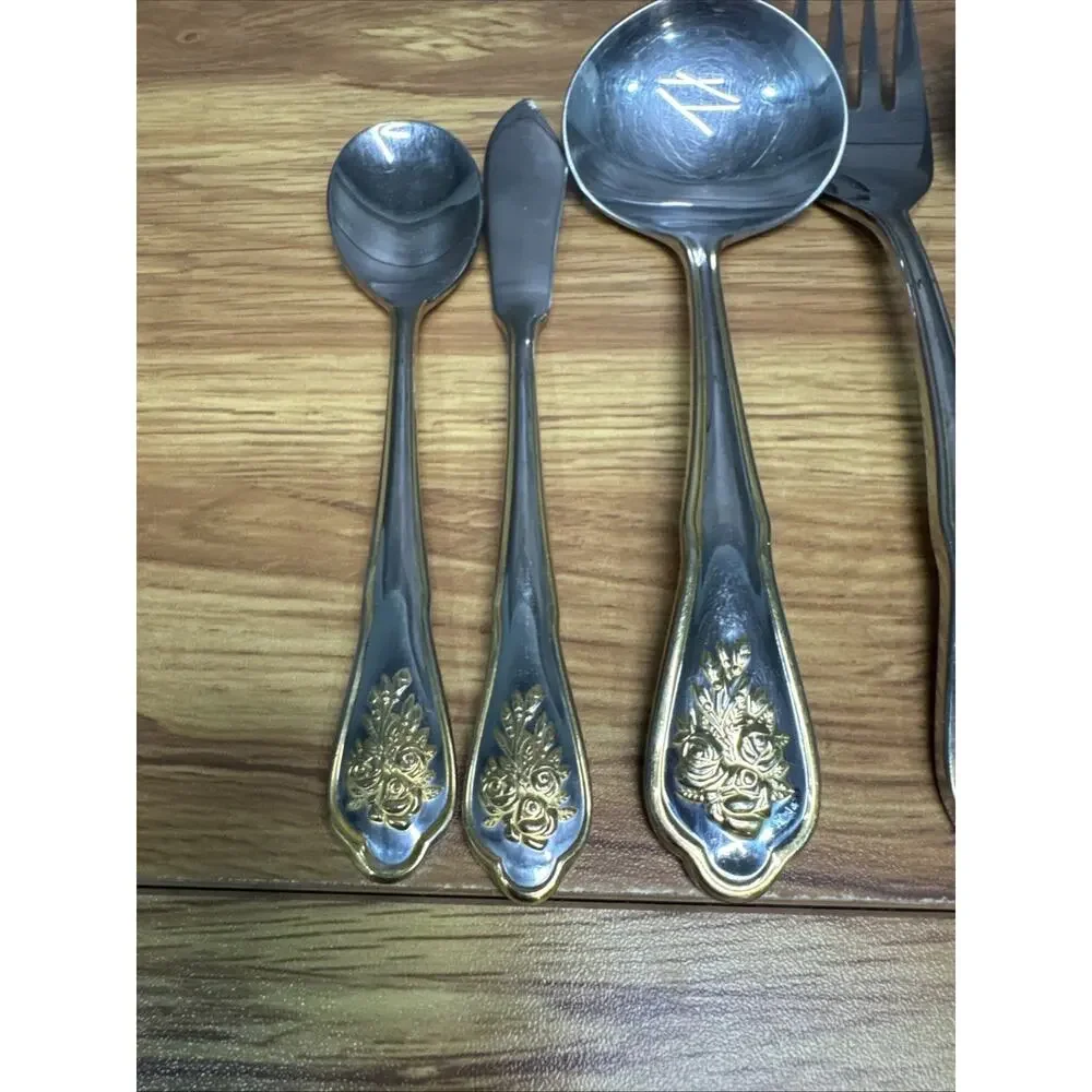 Royal Albert Old Country Roses 5-Pc Serving Set 18/10 Stainless Gold Accents